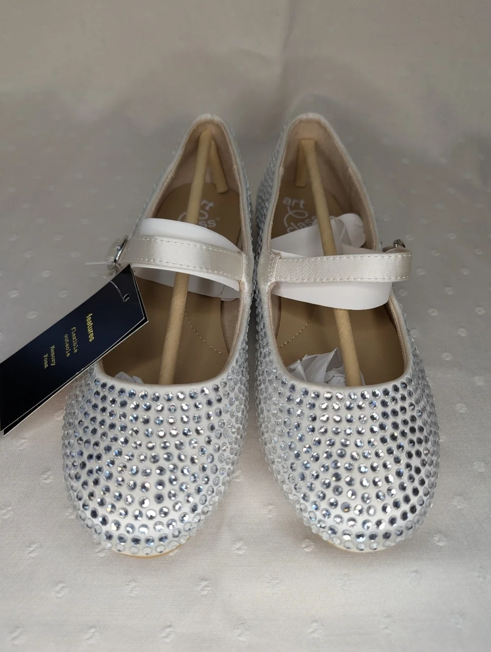 Art Class Off White Silver Rhinestone Mary Jane Flats Buckle Girls Size 2